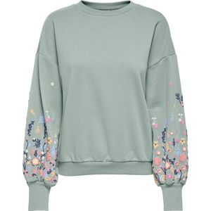 Only Trui Onlbrooke O-neck Flower Swt Noo 15216364 Jadeite/lily Flower Dames Maat - M