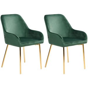 LOVERNA - Eetkamerstoel set van 2 - Groen - Fluweel