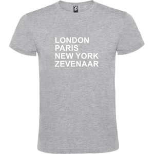 Grijs T-shirt 'LONDON, PARIS, NEW YORK, ZEVENAAR' Wit Maat XS