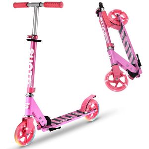 Suotu Kinderstep - 145mm wielen - Step - Maximale stuurhoogte: 85 cm - tot 50 kg - lichtgevende wielen - Jongens/Meisjes - Aluminium - Roze