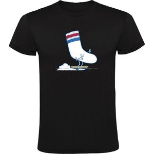 Sok op een skateboard Heren T-shirt - skaten - halfpipe - grappig