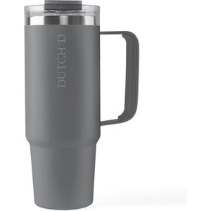 Dutch'D ® - 1 Liter - Tumbler met handvat - Grafiet Grijs - Travel Cup - Hype - Trend - Thermosbeker met handvat - RVS - Travel Cup - ijskoffie Beker - Drinkbeker - Stanley design