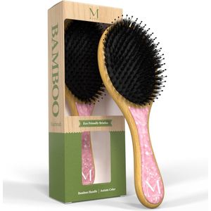Moonie - Bamboe Haarborstel - Rond - Anti-klit - Acetaat - Roze