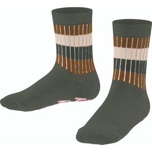 Multi Stripe Rib Slofsokken voor meisjes en jongens biologisch zacht mid-rise met rib warm comfortabel antislip met nopjes Organisch Katoen Groen Kinderen sokken - Maat 23-26