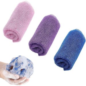 African net sponges-3 stuks Afrikaanse net zeepspons - Diepe reiniging Afrikaanse net douche spons geschikt voor mannen en vrouwen - Paars/Rood/Blauw
