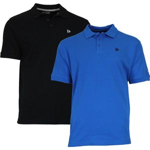 2-Pack Donnay - Polo (Noah) - Sportpolo - Heren - Black/Active blue (292) - maat S