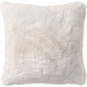 Dutch Decor ZAYA - Kussenhoes 60x60 cm - bontlook - effen kleur - Snow White - wit - met rits - zonder binnenkussen