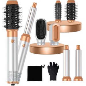 Föhnborstel 6-in-1 haarstyler - warme luchtborstel - haardroger - krultang - stijlborstel - airstyler - geeft volume, glad haar, krullen, föhn drogen