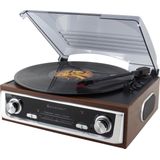 Soundmaster PL196H - Nostalgische platenspeler met radio en ingebouwde speakers