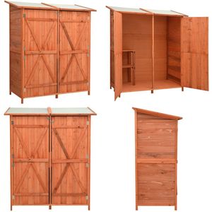 vidaXL Tuinschuur 136x75x160 cm massief vurenhout - Tuinhuis - Tuinhuizen - Tuinhuisje - Tuinhuisjes