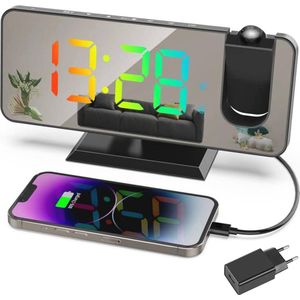 Digitale Projetiewekker met RGB-display en USB-oplaadpoort - Zwart