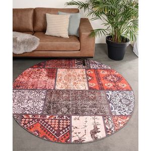 Rond patchwork vloerkleed - Fade No.1 rood/multi 250 cm rond