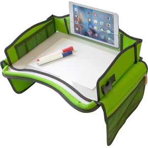 Reistafel voor kinderen - speeltafel voor achterbank vliegtuig trein - afwisbaar oppervlak - groen Reistafel