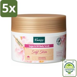 5 x Kneipp - Body scrub - Sugar & Oil - Soft Skin - Voor droge en gevoelige huid - 220 g - Grootverpakking - Lichaams Scrub - Suiker Scrub - Droge Huid - Gevoelige Huid - Verzorging