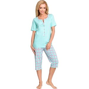Be Mammy Dames Pyjama – Verpleegpyjama - Korte mouwen - Korte broek - Katoen – Mint – S – BE-TR-988