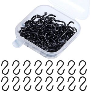 100 mini-S-haken zwart roestvrij staal keuken badkamer - set van 100 .