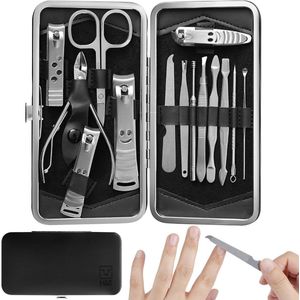 TRANKIELO® - Professionele Manicure- en Pedicureset – 14-Delig – Roestvrij Staal – Inclusief Reistas – Nagelverzorgingsset voor Dames en Heren