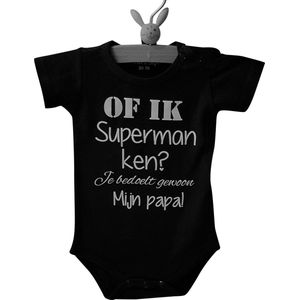 romper baby met tekst superman papa kort zwart maat 56 eerste vaderdag