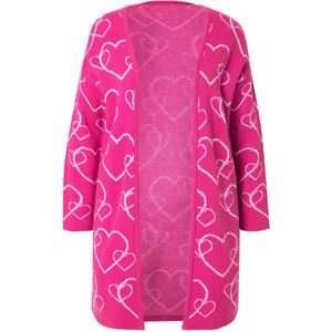 MIAMODA - Dames - Vest classic fit hart-motief - Hibiscusrood - Maat 42+