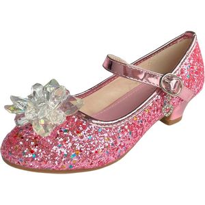 Elsa prinsessen schoenen roze glitter sneeuwvlok maat 29 - binnenmaat 19 cm - communie schoentjes - feestkleding