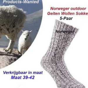 Orginele Norweger - Geitenwollen Sokken - Grijs Gemêleerd - 5-paar