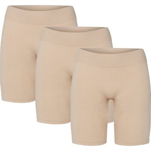 3-Pack Dames Onderbroek - Fietsbroekje - Naadloos - Korte Pijpjes - Beige - Maat S/M