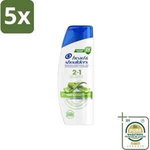 5 x Head & Shoulders - 2in1 Sensitive - Anti-Roos Shampoo & Conditioner - Aloë Vera - 270ml - Grootverpakking - Gevoelige Hoofdhuid - Schuppenbestrijding - Shampoo En Conditioner - Aloë Vera - 2 In 1