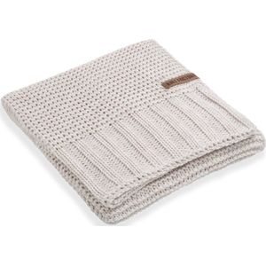 Knit Factory Vinz Gebreid Plaid - Woondeken - plaid - Wollen deken - Kleed - Beige - 160x130 cm