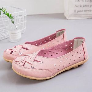 Dames Hallow Out Comfortabele Lederen Loafers Casual Ronde Teen Mocassins Rijden Flats Zachte Wandelschoenen - Roze - Maat 39 EU