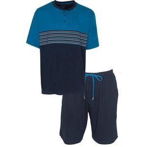 Paul Hopkins Heren Shortama - Pyjama Set - 100% Katoen - Blauw - Maat XL