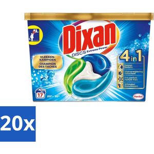 20 x Dixan Discs - Wasmiddelcapsules en Vlekverwijderaar - Extreme Power - Witte, Gekleurde & Zwarte Was - 17 Wasbeurten - Wascapsules - Wasmiddelen - Wasverzorging