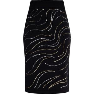 usha - BLACK LABEL - Strickrok - Met Pailletten - Bleistiftvorm