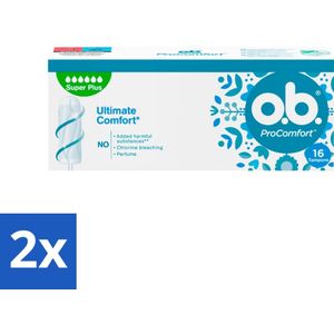 o.b. Tampons - ProComfort Super Plus - Voor Extra Bescherming & Comfort - 16 Tampons - Voordeelverpakking - 2 stuks