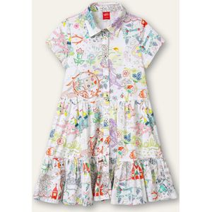 Dra dress 01 AOP Castle in the cloud bright white White: 104/4yr