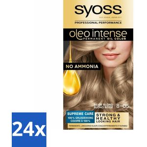 SYOSS - Oleo Intense 8-05 Beige Blond - Haarverf - Zonder Ammoniak - Grijsdekking - Langdurige Kleur - Voordeelverpakking - 24 stuks