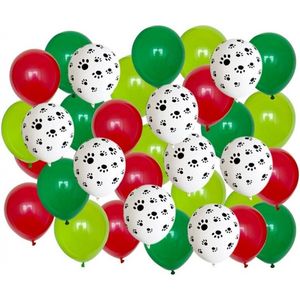 Honden ballon mix 40-delig rood licht en donker groen wit zwart - ballon - hond - honden feest - verjaardag - honden ballon