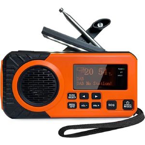 Draagbare Noodradio -DAB+/ FM - Zonnepaneel - Bluetooth - 5200mAh - Powerbank - Automatisch Zenders Zoeken - Zwengel - Kampeer-Radio - Solar