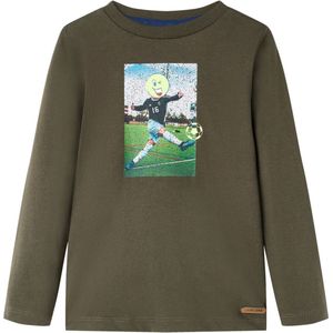 vidaXL-Kindershirt-met-lange-mouwen-voetbalspelerprint-104-kakikleurig