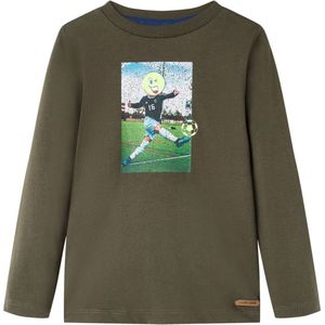 vidaXL - Kindershirt - met - lange - mouwen - 140 - kakikleurig