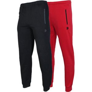 2-Pack Donnay - Joggingbroek met elastiek (Jack) - Sportbroek - Heren - Black/Red (463) - maat S