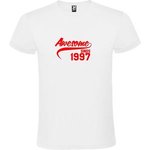 Wit T-Shirt met “Awesome sinds 1997 “ Afbeelding Rood Size XXXL