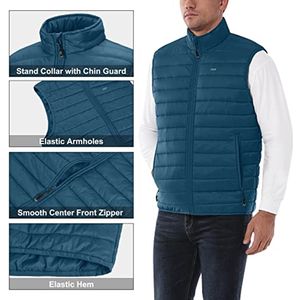 Packable Quilted Vest voor Mannen - Lichtgewicht Outdoor Sportvest met Staande Kraag en Vijf Pocket Ontwerp