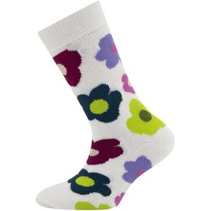 Sokken Ewers - Creme met Bloemen Fuchsia&Turquoise&Lila&Groen&Roze - Elastisch-39/42