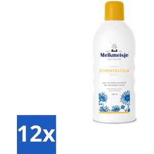12 x Melkmeisje Bad en Douche Crème Zonnebloem en Melk 1000 ml - Douchecrème - Zonnebloem - Melkmeisje - Melkproteïnen - Hydratatie