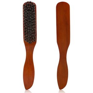 Borstel van wildzwijnharen - Geschikt voor gladde krullen - 1 stuk - Houten handvat