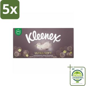 5 x Kleenex Tissues Ultra Soft 64 stuks per verpakking - Grootverpakking - Tissue - Tissues - Ultra Soft - Zachte Tissues - Tissues Voor Gevoelige Huid