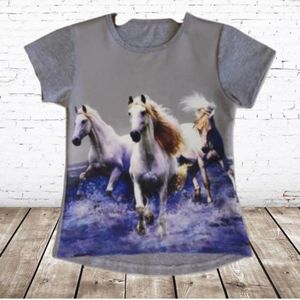 T-shirt paard white 2 -s&C-98/104-t-shirts meisjes