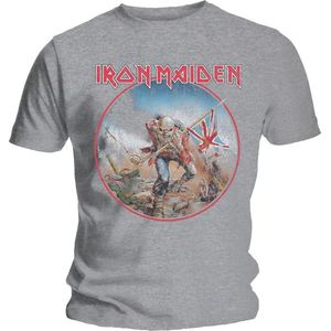 Iron Maiden - Trooper Vintage Circle Heren T-shirt - M - Grijs