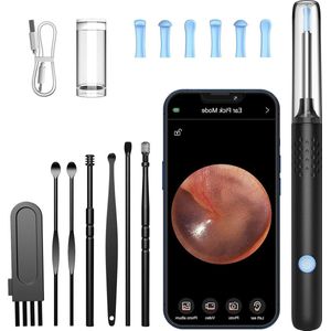 Otoscoop Oorreiniger 1080P 35 mm Waterdicht Endoscoop Oorreiniger met 6 LED-lampen - Oorcamera voor iPhone, iPad en Android - Zwart