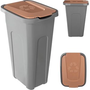 KADAX - Vuilnisemmer - Bruin - 30 Liter - Robuuste Afvalcontainer met Luchtdicht Klapdeksel